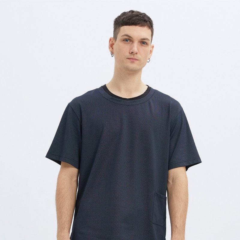 URBAN  - 假两件短袖上衣-丈青 - 男装上衣/T 恤 - 聚酯纤维 蓝色