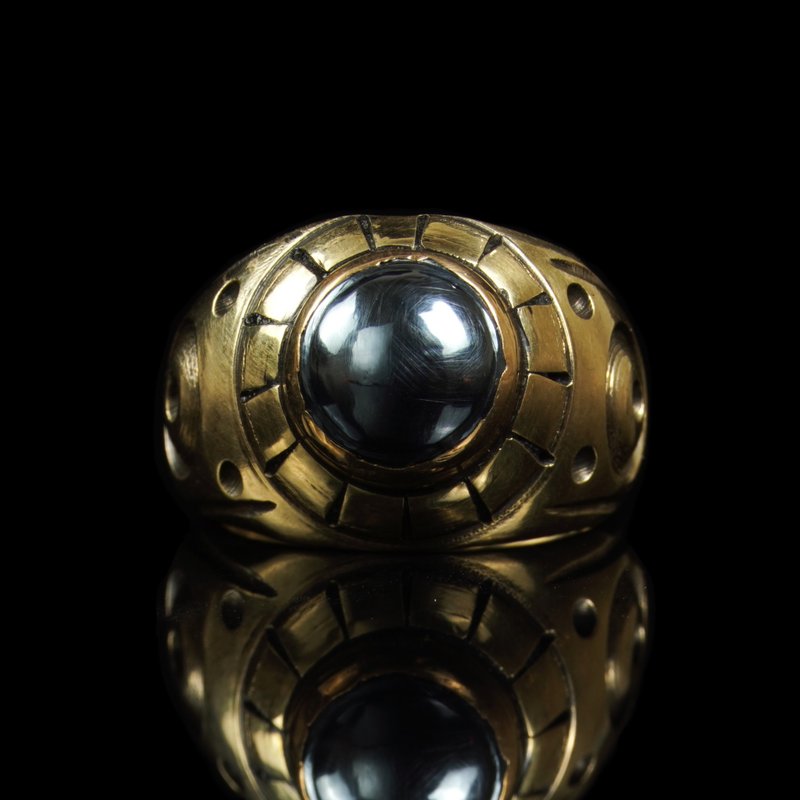 缅甸佛寺佛塔.黑达隆咒珠戒-西亚的红玉髓太阳板珠 - 戒指 - 其他金属 