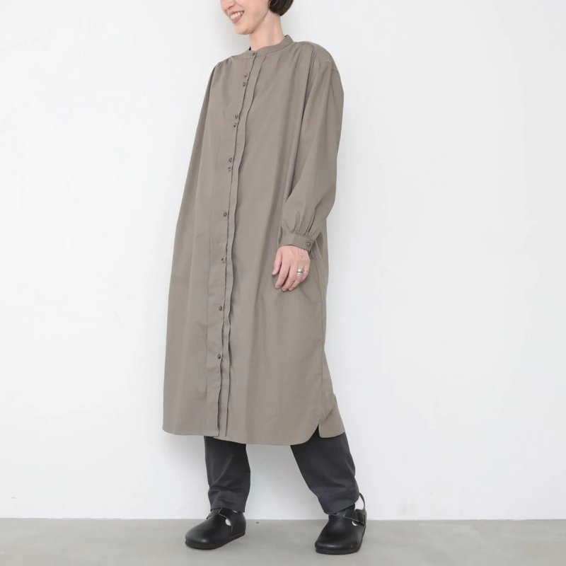 OMAKE.jp 小次郎洋装Jiro'sOP 卡其灰 - 洋装/连衣裙 - 棉．麻 卡其色