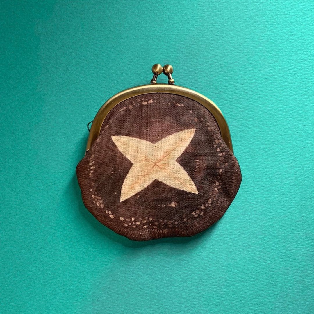 Shiitake Gamaguchi-Cross-cut / kinoko gamaguchi purse --shiitake-Wallet, coin purse, pouch, accessory case - 化妆包/杂物包 - 棉 咖啡色