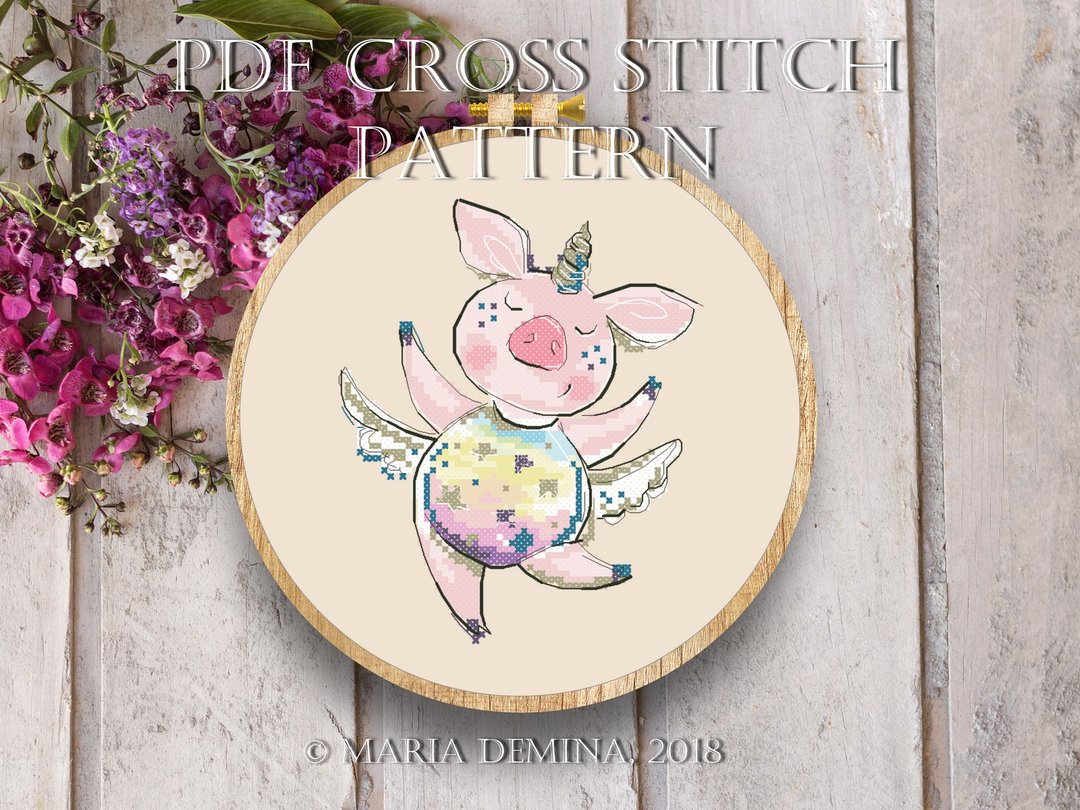 Happy Piggy PDF cross stitch pattern - 手工艺教程/工具书 - 其他材质 