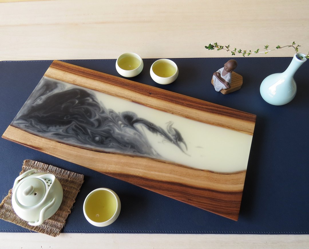 HO MOOD 解构系列—手作 原木仿石 茶盘(仙山灵鸟) - 杯垫 - 木头 白色