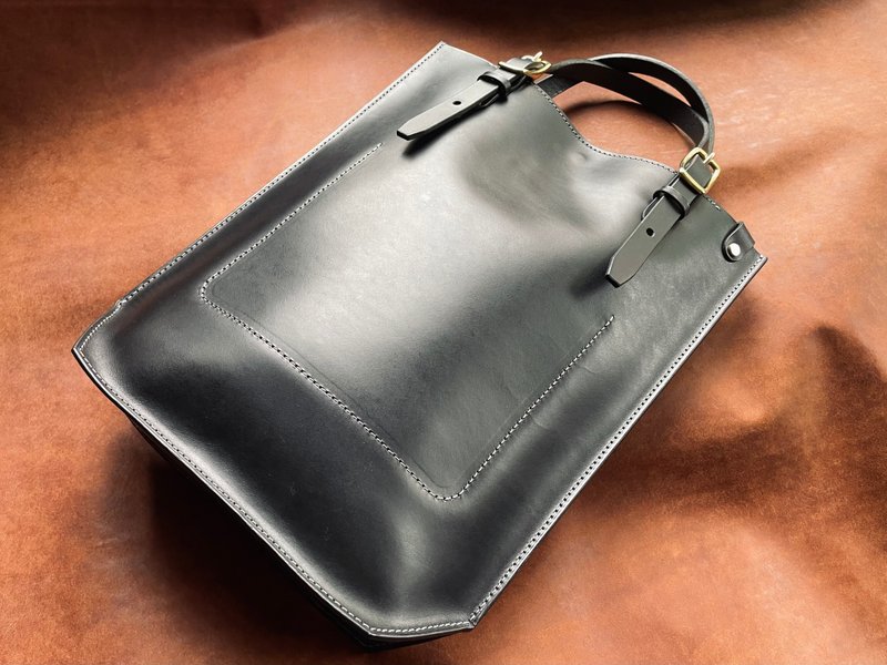 【VULCAN 三用托特包】意大利BUTTERO硬植鞣革 托特包 肩背 手提 - 手提包/手提袋 - 真皮 蓝色