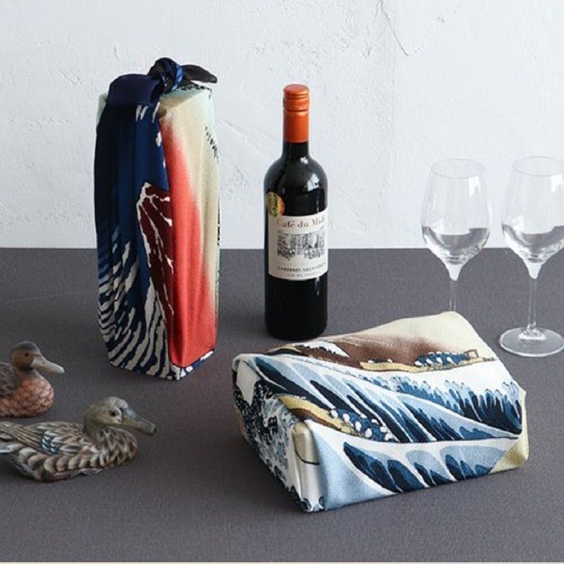 京都风吕敷包巾-隅田川 二巾-浪里(缩缅) - 手帕/方巾 - 棉．麻 