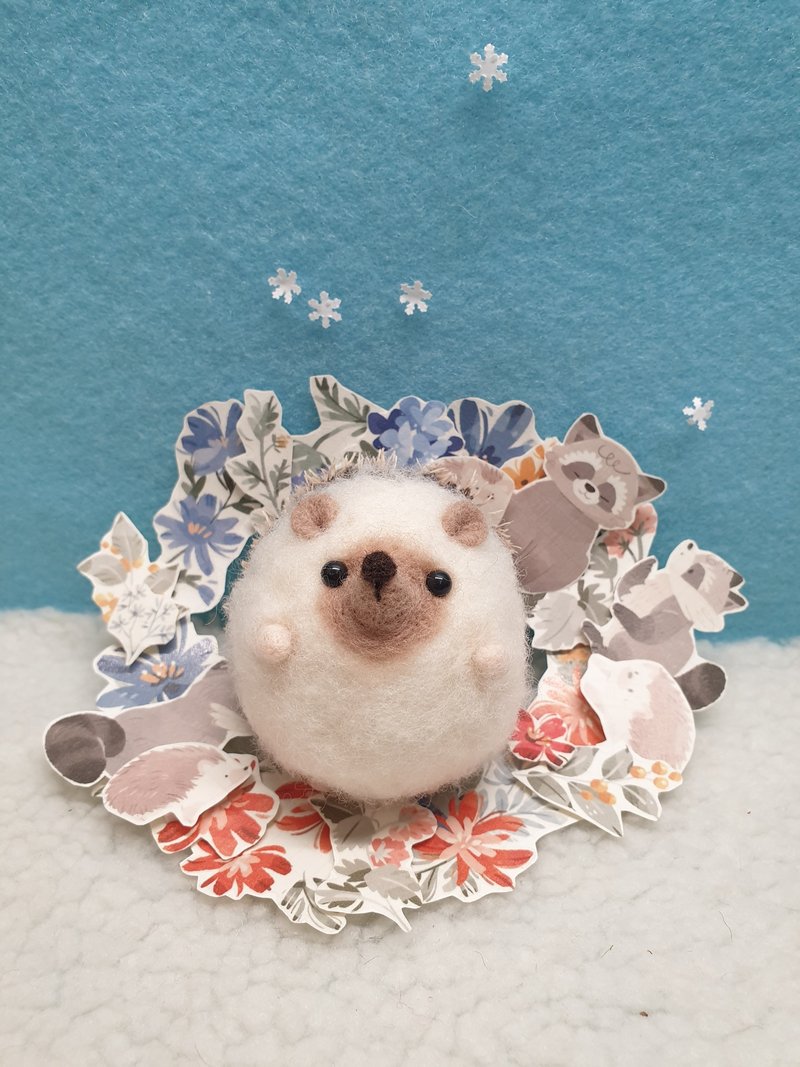 碳球刺猬/挂饰/钥匙圈/摆件 - 钥匙链/钥匙包 - 羊毛 白色