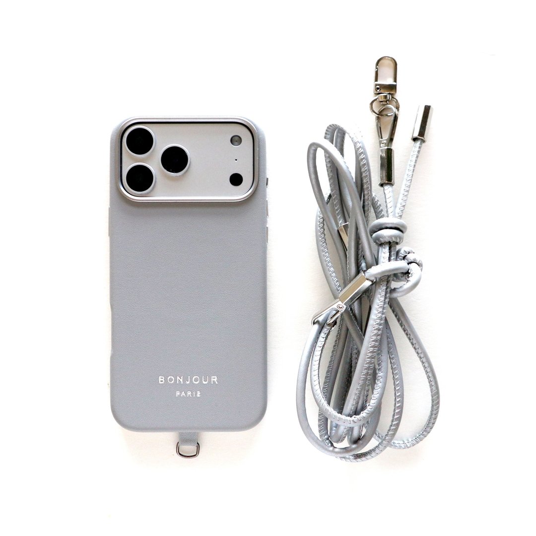 【东京新品/Magsafe 磁吸】iPhone 17/16/15 小法国银灰挂绳手机壳 - 手机壳/手机套 - 塑料 灰色