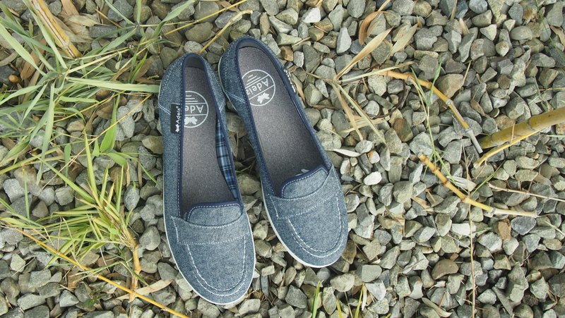 Adeia舒适 简单 轻松 穿好鞋 ~好入脚 上班首选 丹宁风深蓝色摩卡 - 芭蕾鞋/娃娃鞋 - 其他材质 