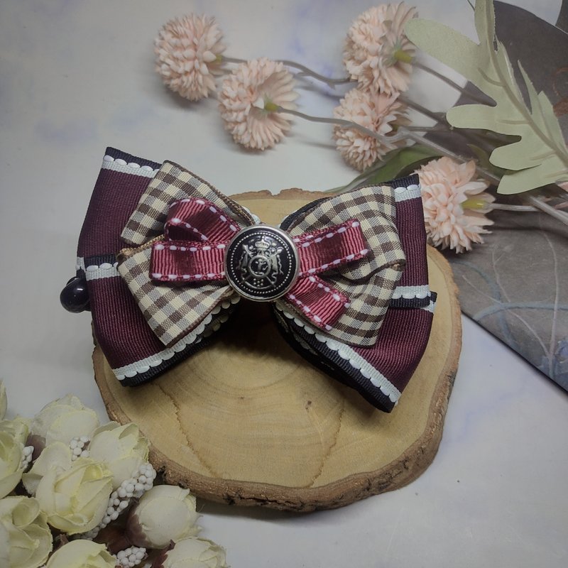 学院风系列-香蕉夹鲨鱼夹弹簧夹 - 发饰 - 棉．麻 红色