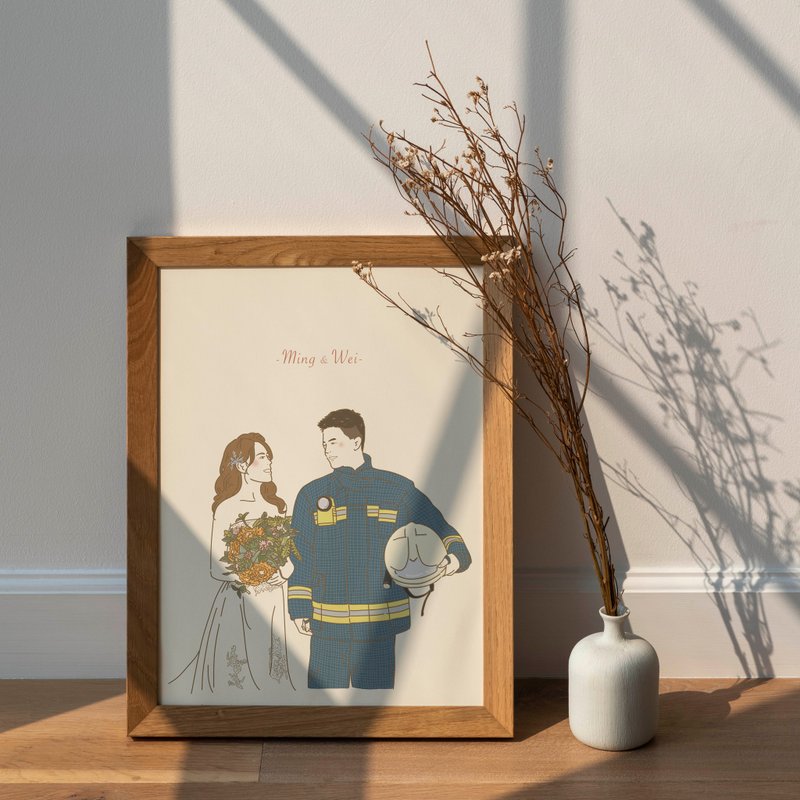 【定制化礼物】结婚书约|似颜绘|人像|全家福 - 卡片/明信片 - 纸 白色