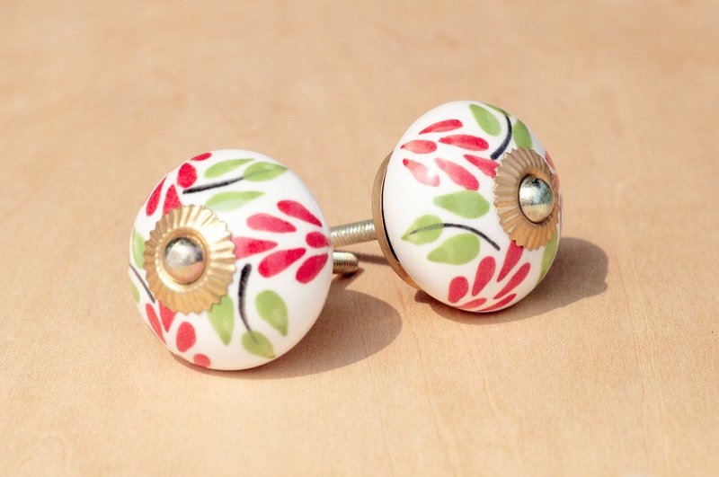 英式复古手绘陶瓷手把/陶瓷门把/陶瓷窗户门把/工业风门把-花朵 - 花瓶/陶器 - 陶 多色