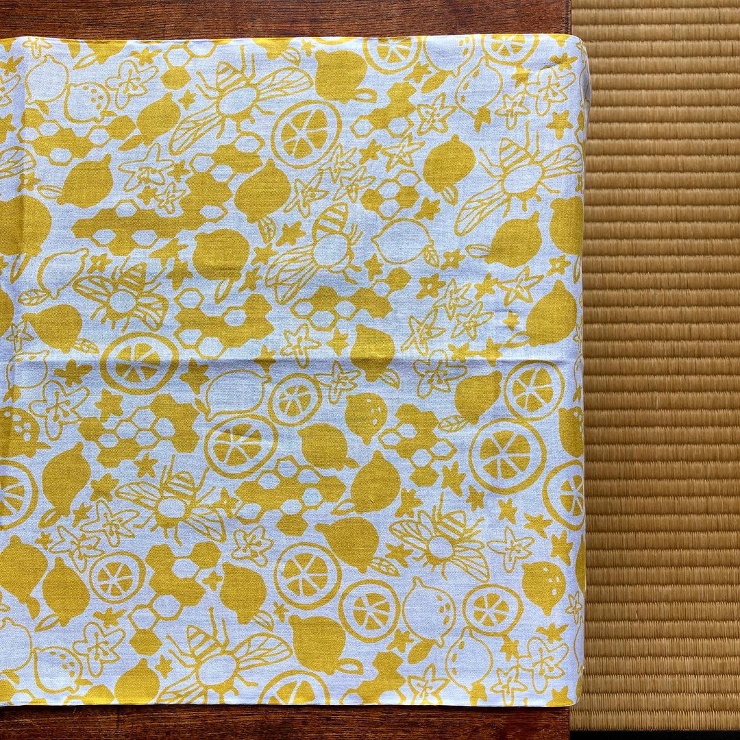 TENUGUI/honey lemon/Japanese traditional towel/Spica pattern store - 随行杯提袋/水壶袋 - 棉 黄色
