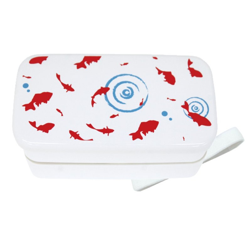 Goldfish Rectangular 2-Tier Lunchbox Container Box Lunch Food Made In Japan - 便当盒/饭盒 - 塑料 白色