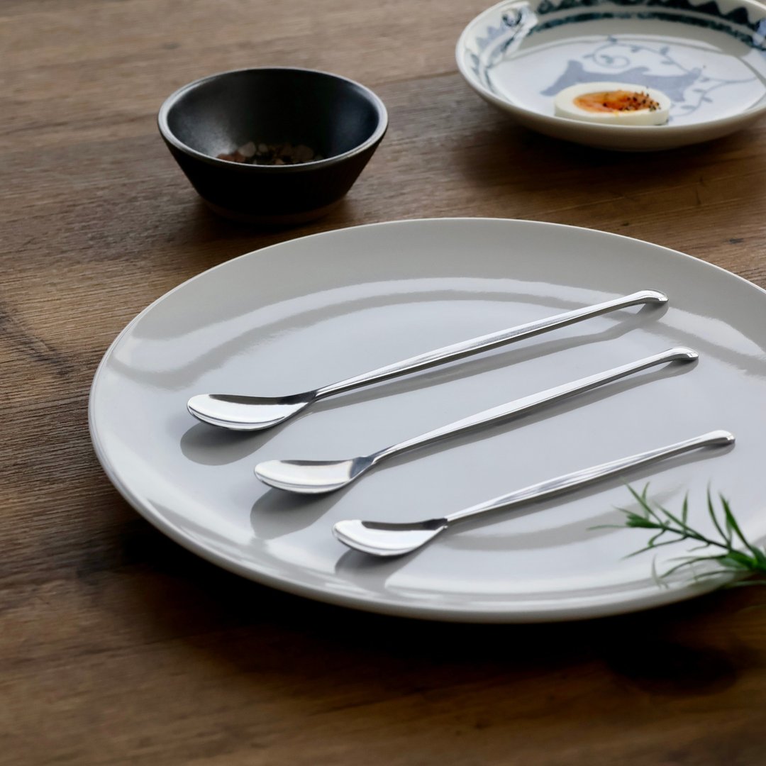 日本【SALUS 佐藤金属】极简风餐具 香料匙 - 餐刀/叉/匙组合 - 不锈钢 银色