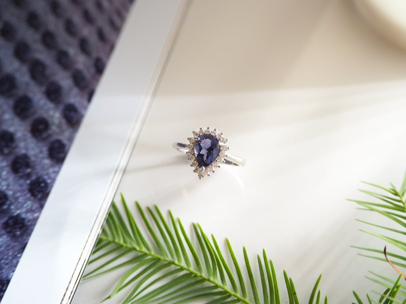 晚霞 | 堇青石戒指 *典雅优美 (接单订制专属戒围) - 戒指 - 宝石 蓝色