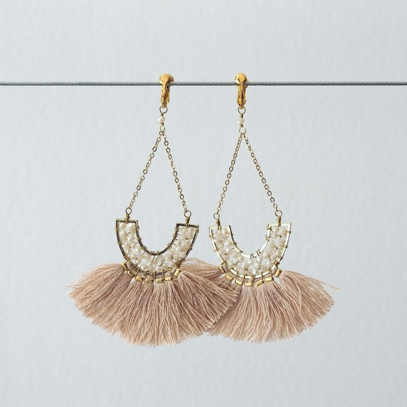 Naan earrings (clip-on / piercing) - 耳环/耳夹 - 其他材质 粉红色