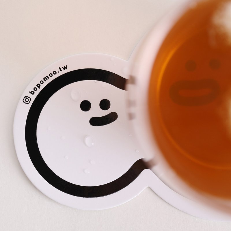 BOPOMOO 双杯杯垫、明信片两用、高磅数、上膜防泼水 - 杯垫 - 纸 白色