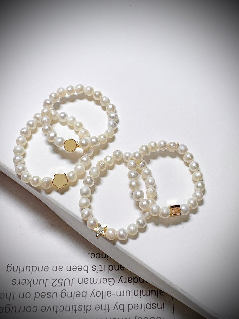 C&W 日本进口天然淡水超迷你近圆小可爱珍珠14k金珠戒指戒环 - 戒指 - 珍珠 金色