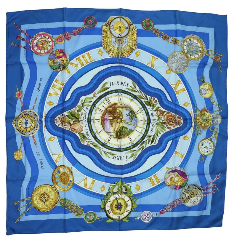 HERMÈS Carre 90 时之轮舞 蓝色丝巾 - 01264 - 丝巾 - 丝．绢 多色