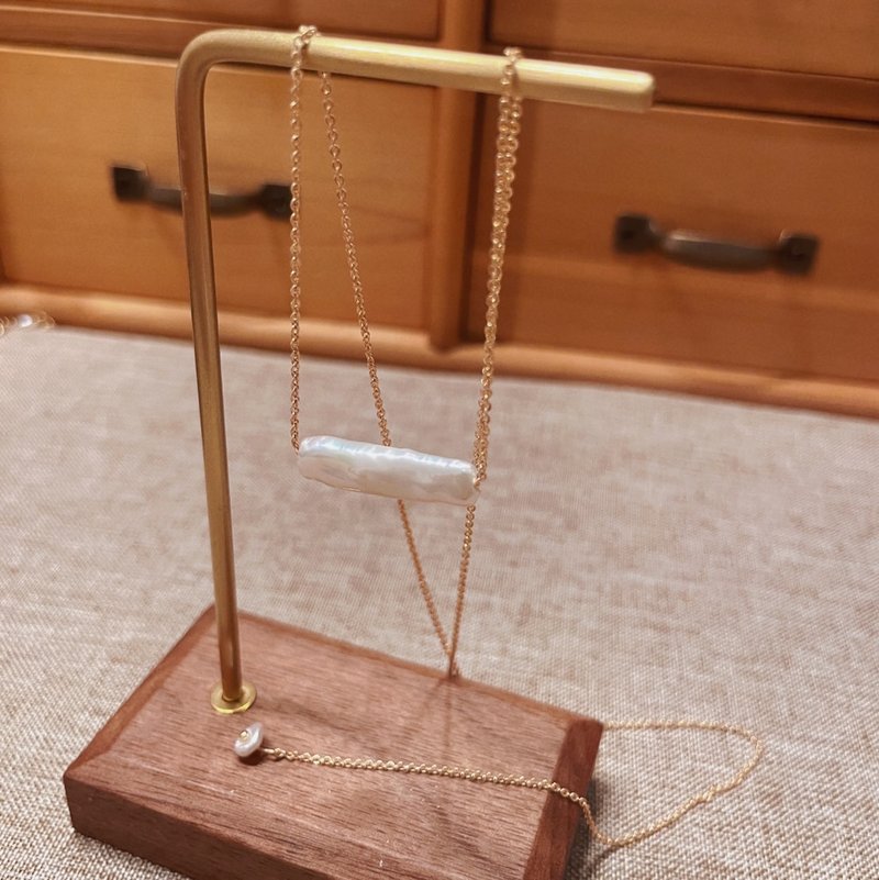 Rococo Pearl Necklace | 可调整长形巴洛克珍珠颈链 | 14KGF - 项链 - 珍珠 金色