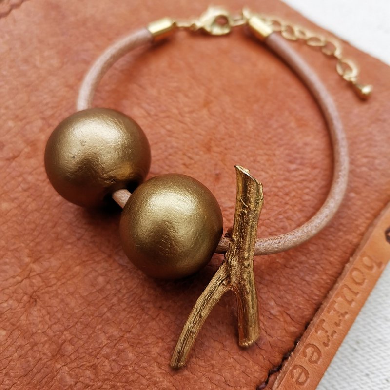 风落形物 皮革手链 秋枝 - 手链/手环 - 铜/黄铜 金色