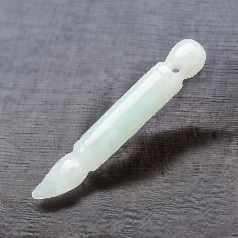 【考试顺利】飘绿翡翠文昌笔项链 | 天然缅甸玉A货翡翠 | 送礼 - 项链 - 玉石 绿色