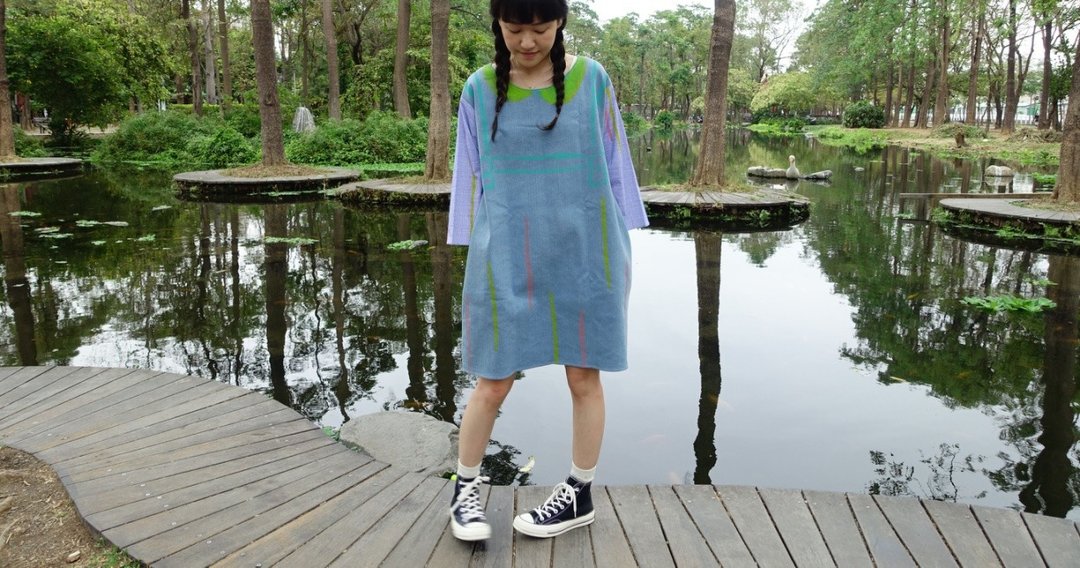 [手绘布料牛仔款] - 洋装/连衣裙 - 棉 蓝色