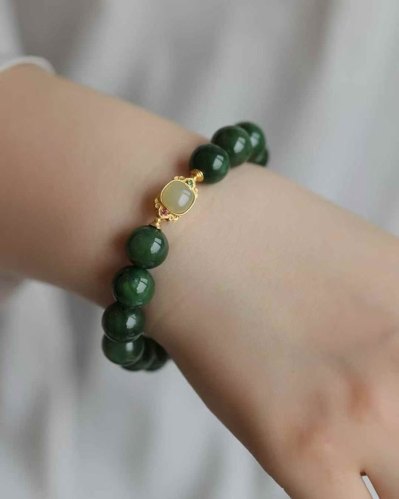 和田玉 碧玉 凝串JDH-20250917-521 - 手链/手环 - 宝石 