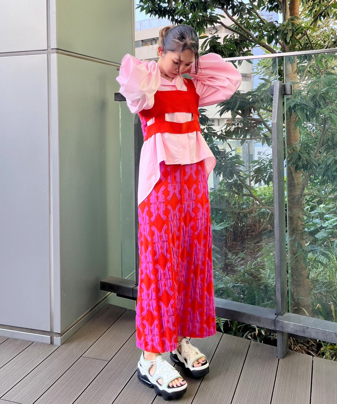 幸运符饰图案分身连衣裙 - 晚装/礼服 - 其他材质 粉红色