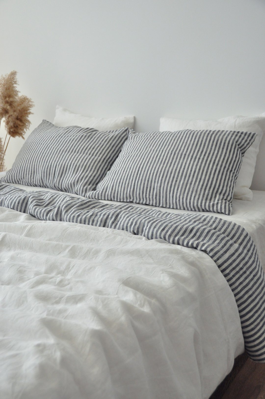 White double-sided linen duvet cover / Softened linen / Comforter cover - 寝具 - 亚麻 白色