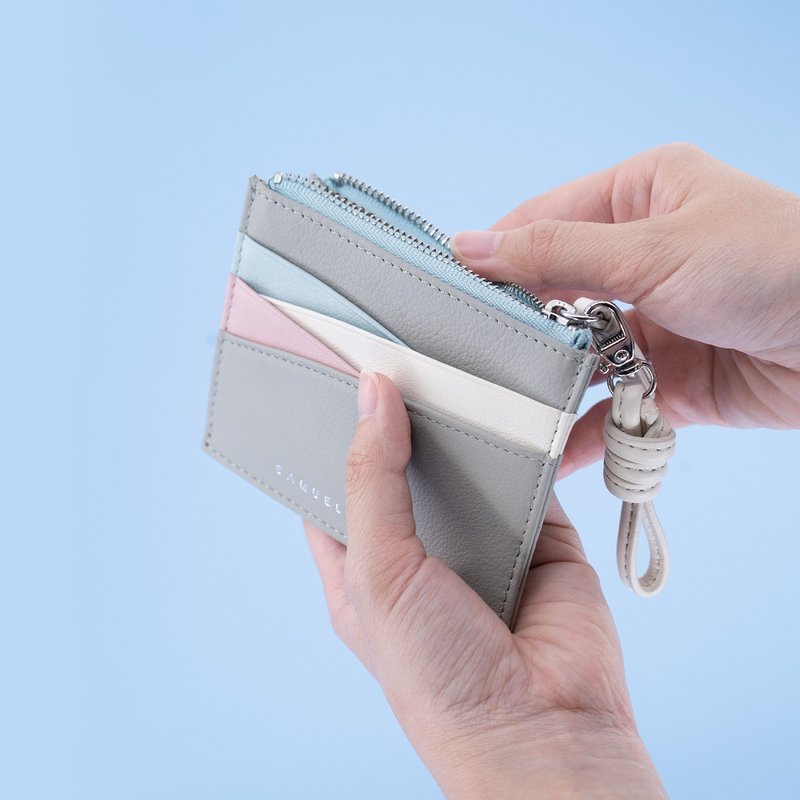 【头层牛皮】Iris拉链真皮卡片套 - 浅灰 - 名片夹/名片盒 - 真皮 灰色