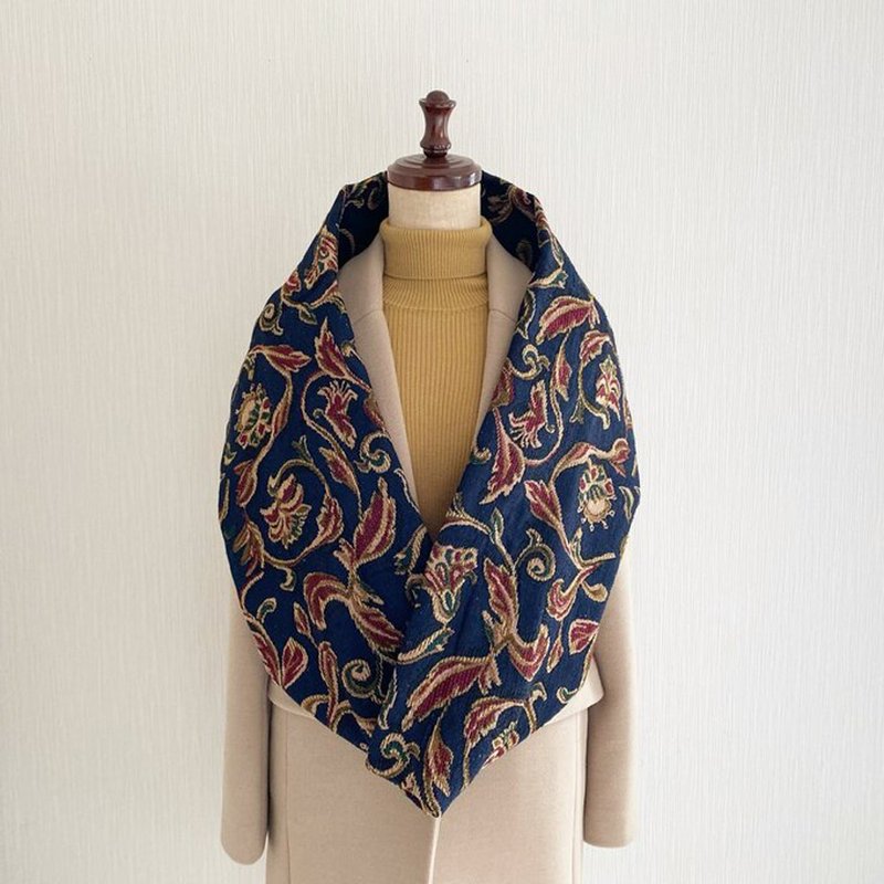 ゴブラン織りの上品スヌード　ネイビー　ロング - 围巾/披肩 - 聚酯纤维 蓝色