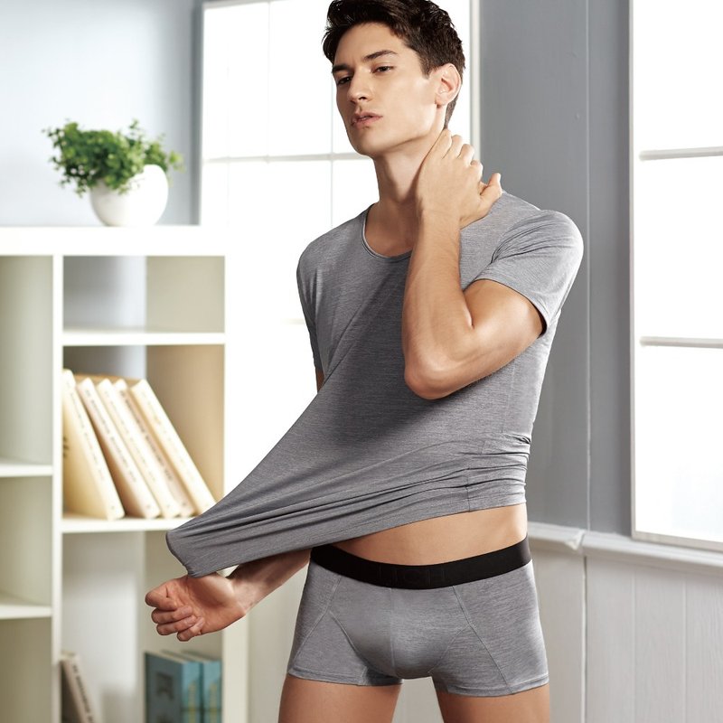 【玳蕾绮】花纱凉感四角男裤 - 男士内衣裤 - 环保材料 灰色