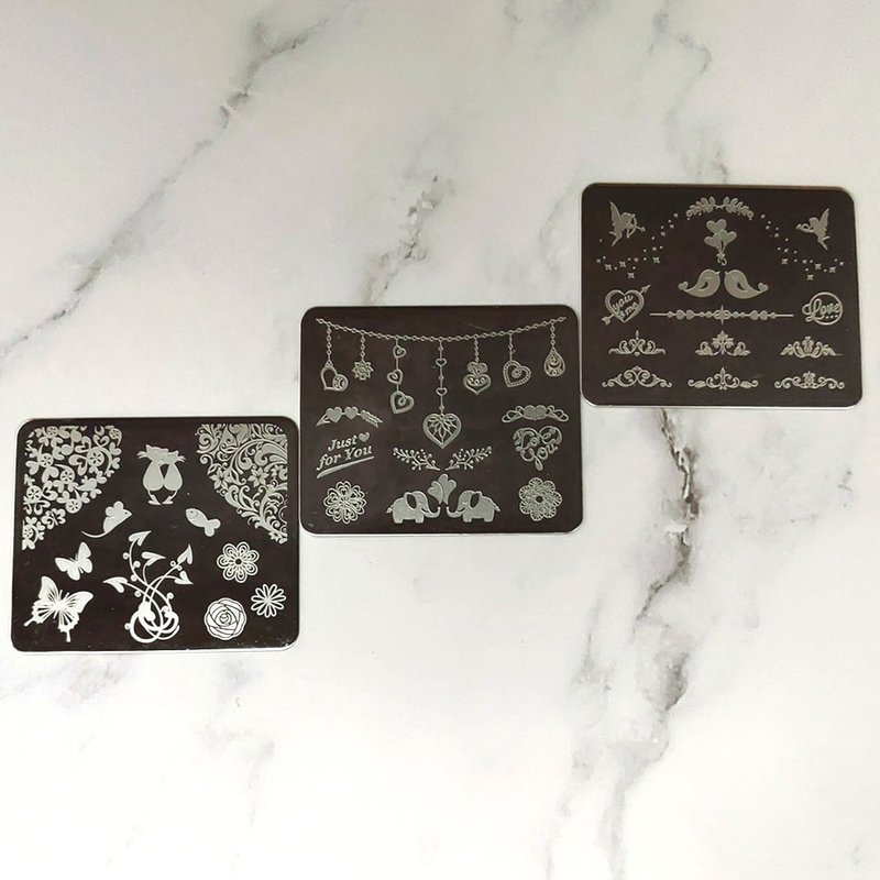 BEnails美甲转印钢板 LOVE小约会(小方版)FS02-1指甲彩绘印花DIY - 指甲油/指甲贴 - 不锈钢 银色