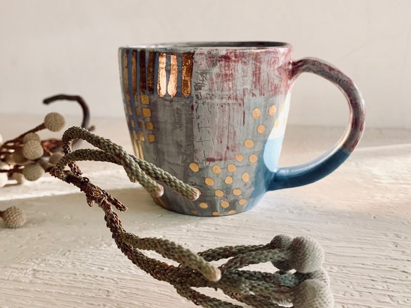 斑驳金纹咖啡杯_陶器马克杯 - 咖啡杯/马克杯 - 陶 蓝色