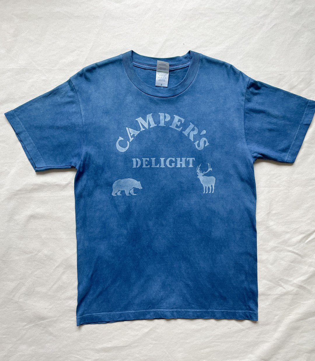 Made in Japan hand-dyed indigo dye T-shirt CAMPER'S DELIGHT Star Indigo JAPANBLUE tie-dye shibori camp Camp - 女装 T 恤 - 棉 蓝色