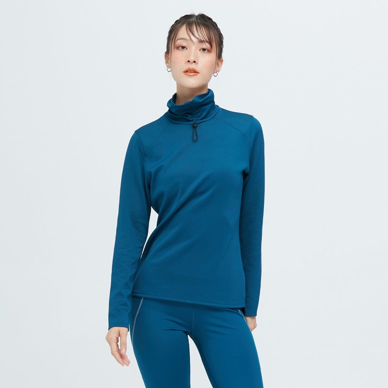 抽绳高领透气上衣(女)-悠谷蓝 - 女装上衣 - 聚酯纤维 蓝色