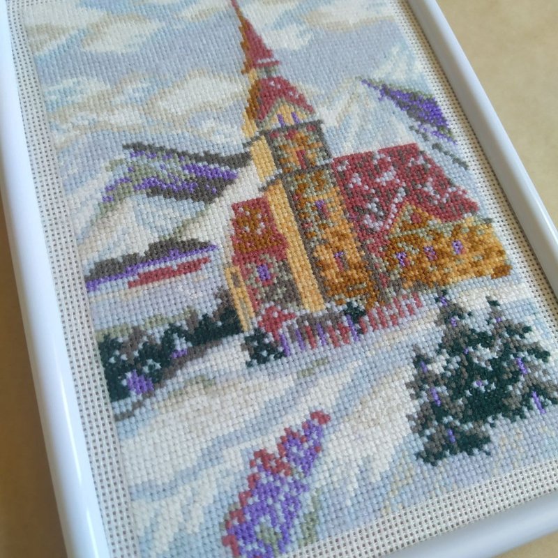 冬山、手工十字绣艺术品、礼品、家居装饰 - 海报/装饰画/版画 - 棉．麻 银色