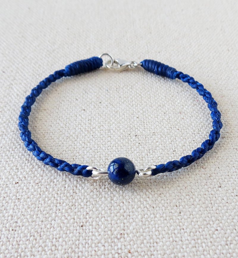 纯银**时尚幸运祈愿青金石蚕丝蜡线手链*9*四股编【附礼盒】 - 手链/手环 - 宝石 