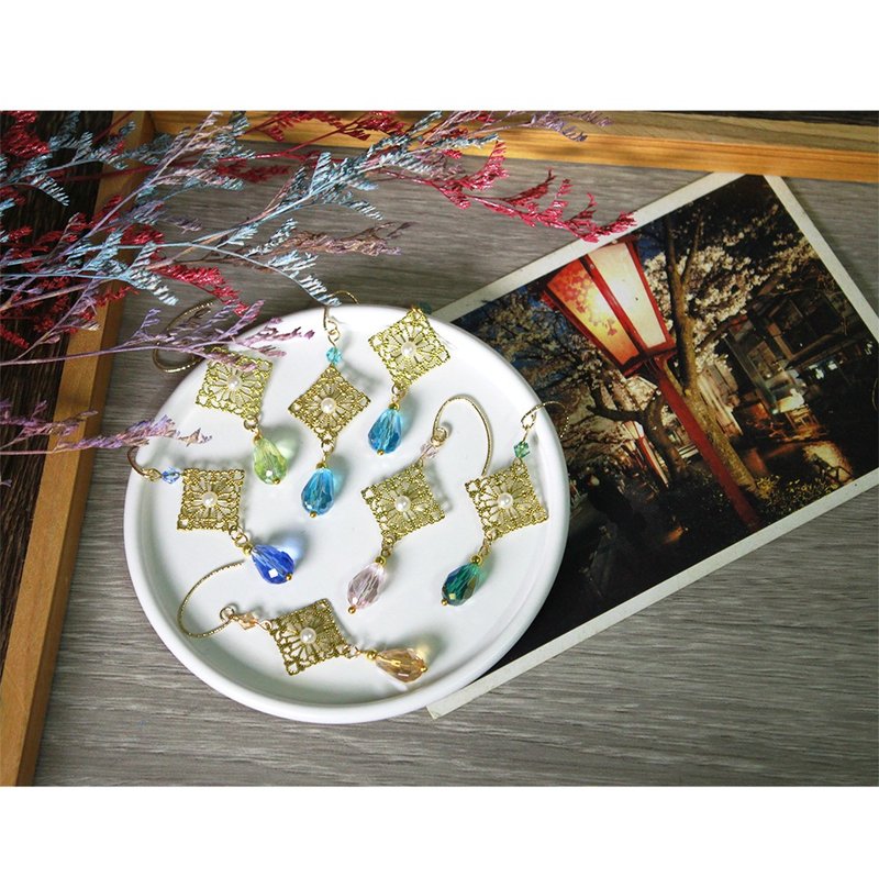 【 耳环 】唯美雕纹耳环(耳勾/耳夹) - 耳环/耳夹 - 其他金属 多色