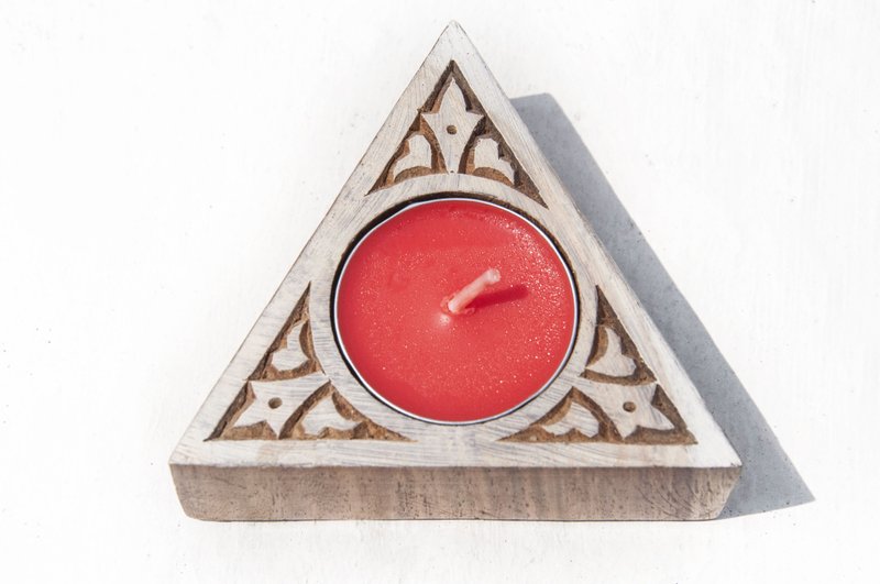 印度木质烛台/木刻印烛台/木刻印印章烛台-雨季婚礼 宫殿里的藤蔓 - 蜡烛/烛台 - 木头 卡其色