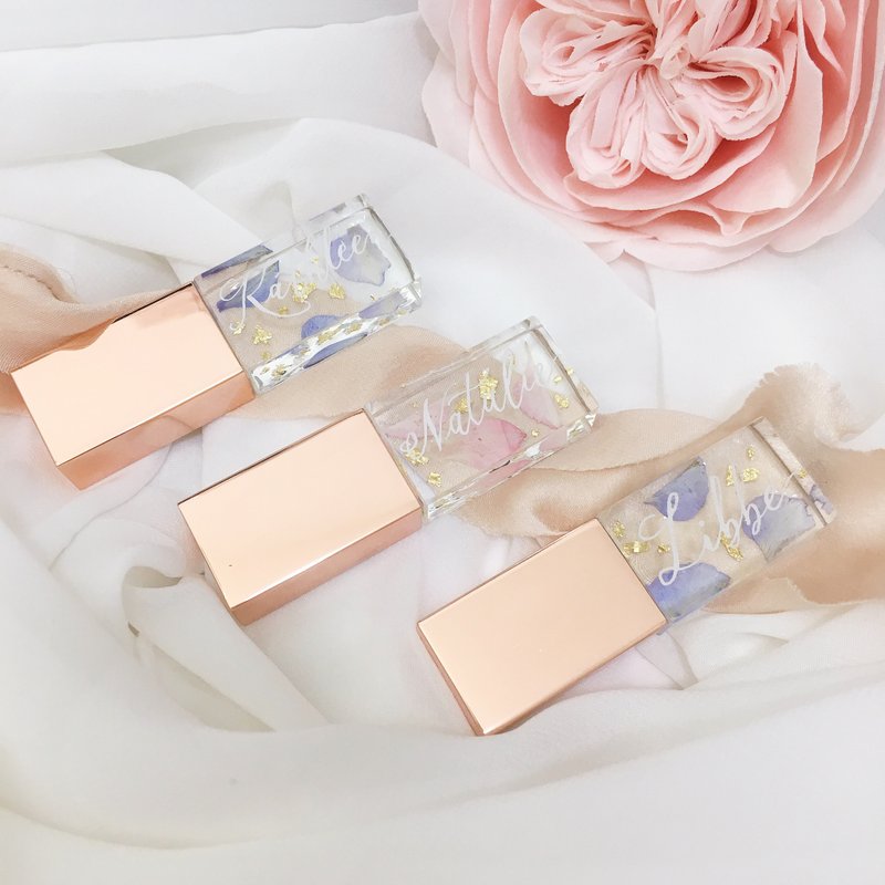 透明 花系个人化 随身碟 USB 64GB (玫瑰金) - U盘 - 其他金属 金色