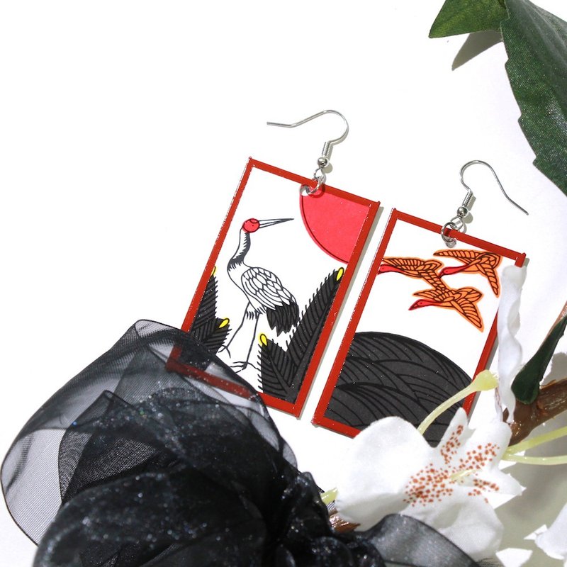 花田耳环/耳坠.  蓝雁 - 耳环/耳夹 - 纸 红色