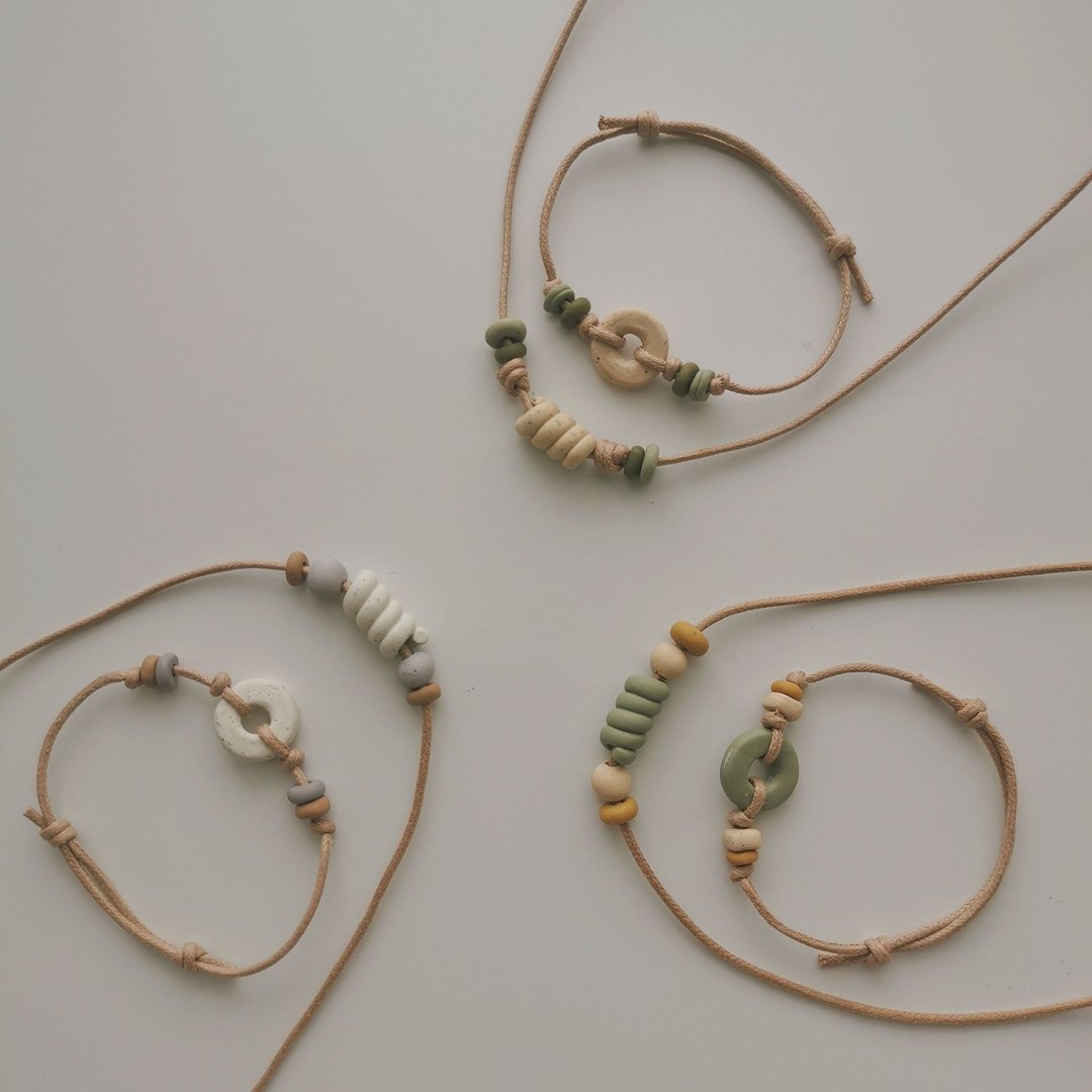 Matching Set - SEA SWIRLED Necklace/ INNER PEACE Bracelet - 手链/手环 - 粘土 多色