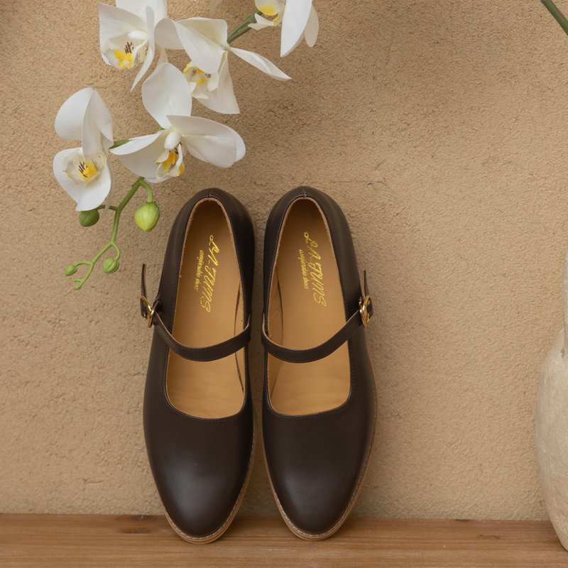 【英伦玛丽珍】咖啡 - 芭蕾鞋/娃娃鞋 - 真皮 咖啡色
