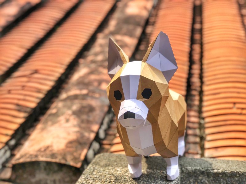 匠纸正版_DIY材料包_手作_纸模型_柯基摆饰 - 木工/竹艺/纸艺 - 纸 卡其色