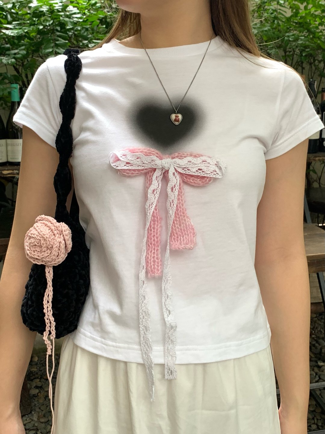 VELVET HEART BABY TEE (粉红) - 女装 T 恤 - 棉．麻 粉红色