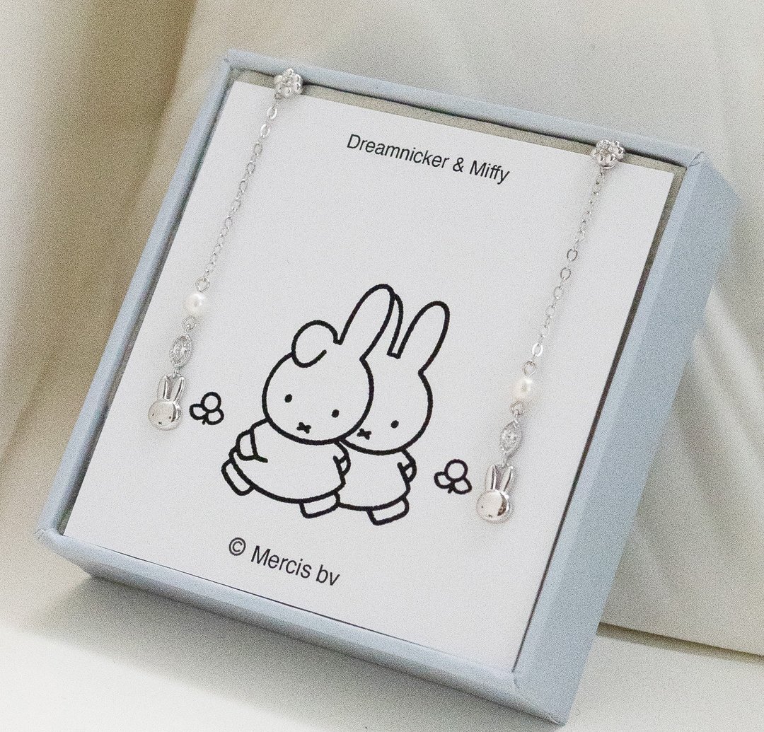 【Pinkoi x miffy】Miffy珍珠纯银耳环 银色 - 耳环/耳夹 - 纯银 银色