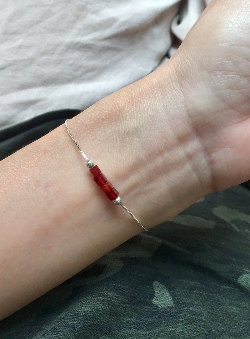 七月红玛瑙||诞生石系列||925银可调式项链/手链 生日礼 快速出货 - 项链 - 水晶 红色
