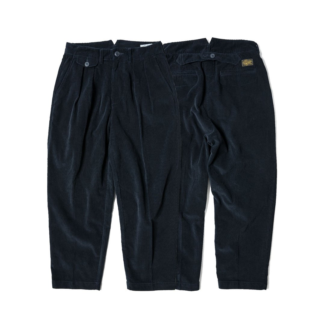 全棉港产16坑灯芯绒 9分 ANKLE PANTS-深蓝色 - 男士长裤 - 棉 黑色