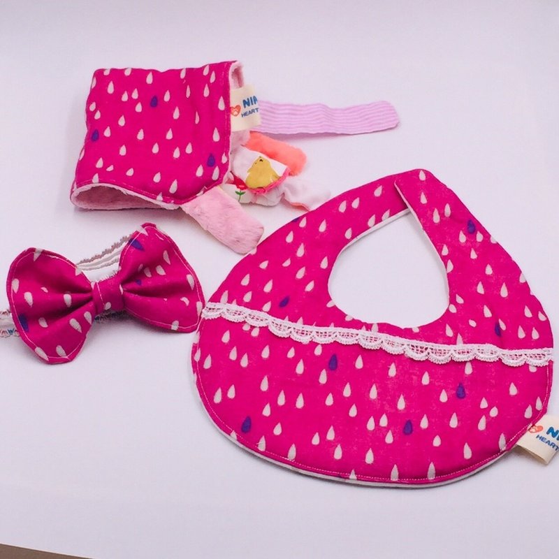 雨滴蕾丝设计弥月礼盒   二重纱 口水巾 弥月礼 - 满月礼盒 - 棉．麻 红色